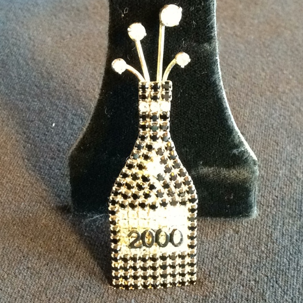 Vintage New Years 2000 Champagne Brooch